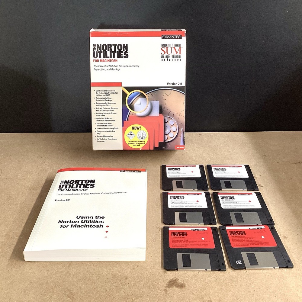 Symantec Norton Utilities For Macintosh Version 2.0 Vintage Software