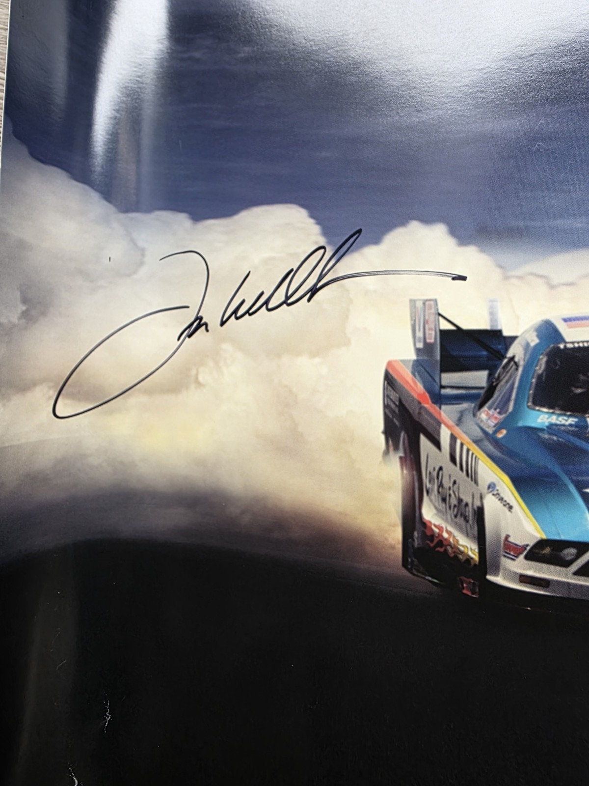 36" X 24" Autographed Ford Mustang Funny Car Poster John Force, Bob Tasca iii,