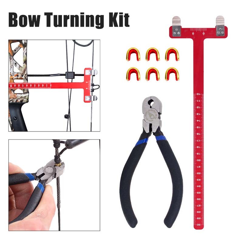 Archery Bow String Nocking Points Pliers with T Shape Turning Bow Square Ruler