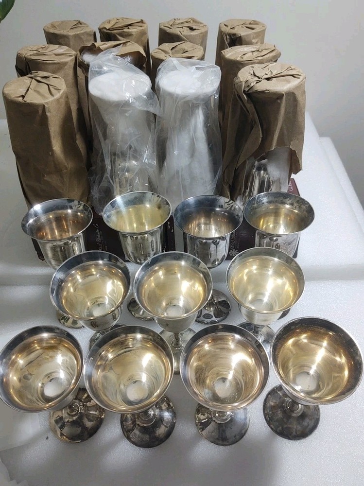 Lot Of 23 W &S Blackinton Co.#66820 EPNS Silver Plated Water Goblets 6.25"H Used