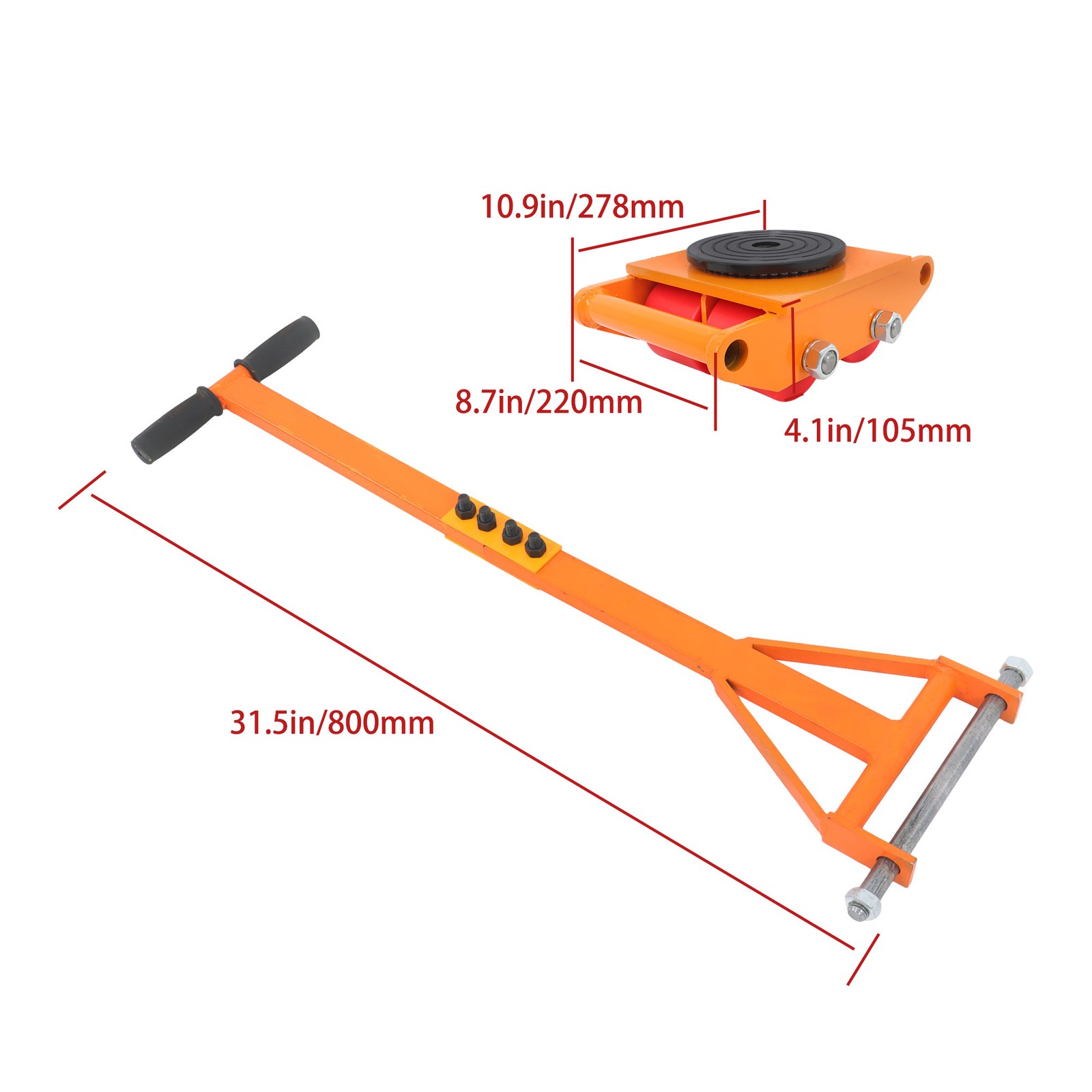 4 Pcs Heavy Duty Machinery Skates Dolly 6T/13200Lbs With Handle 360° Rotation