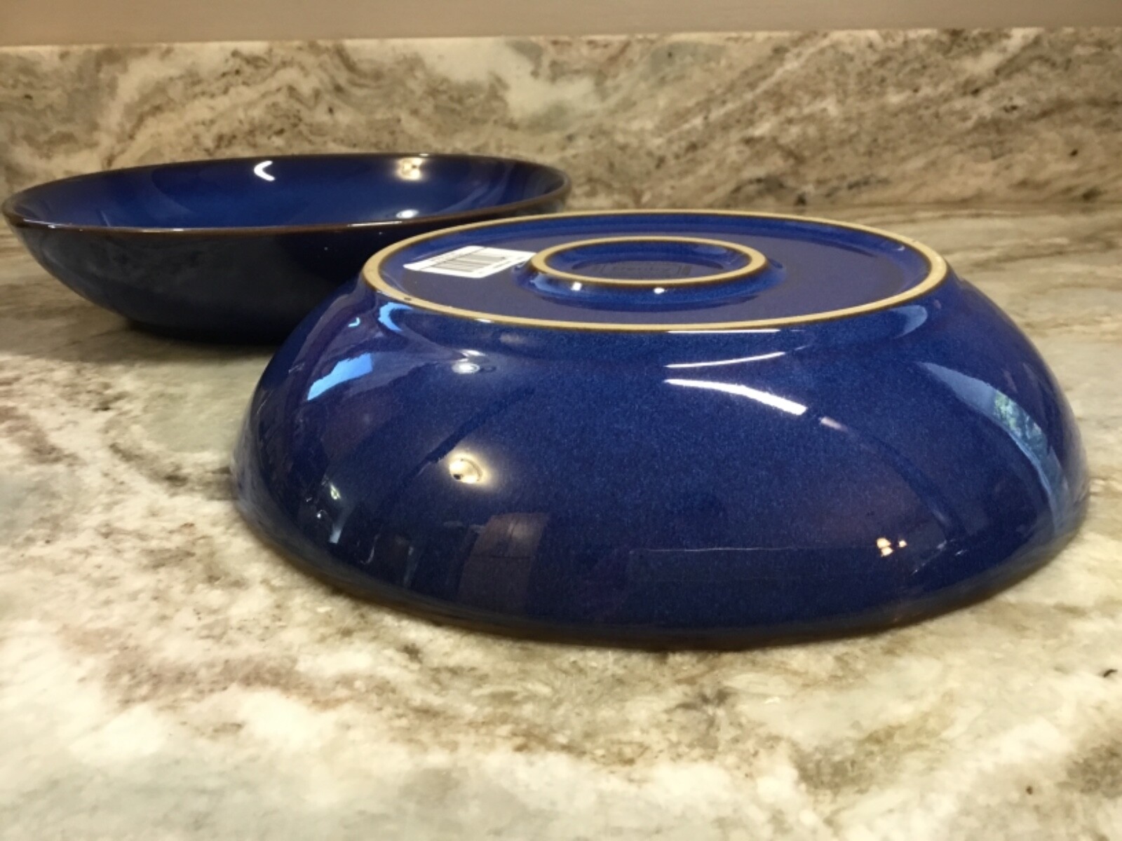 Large Pasta Bowls Denby Imperial Blue. Set Of 2 Made In England. New.