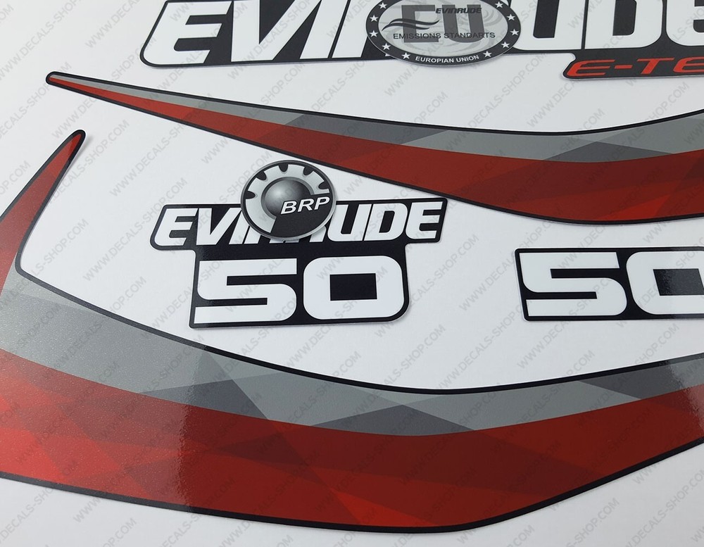 Evinrude 50 hp ETEC 2015-2016 outboard engine decals sticker set Graphite Cowl