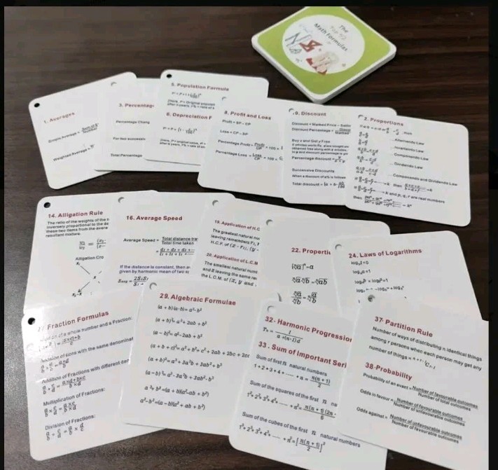 52 Math Formula Flashcards Study Guide Algebra Trig Geometry Calculas Physics