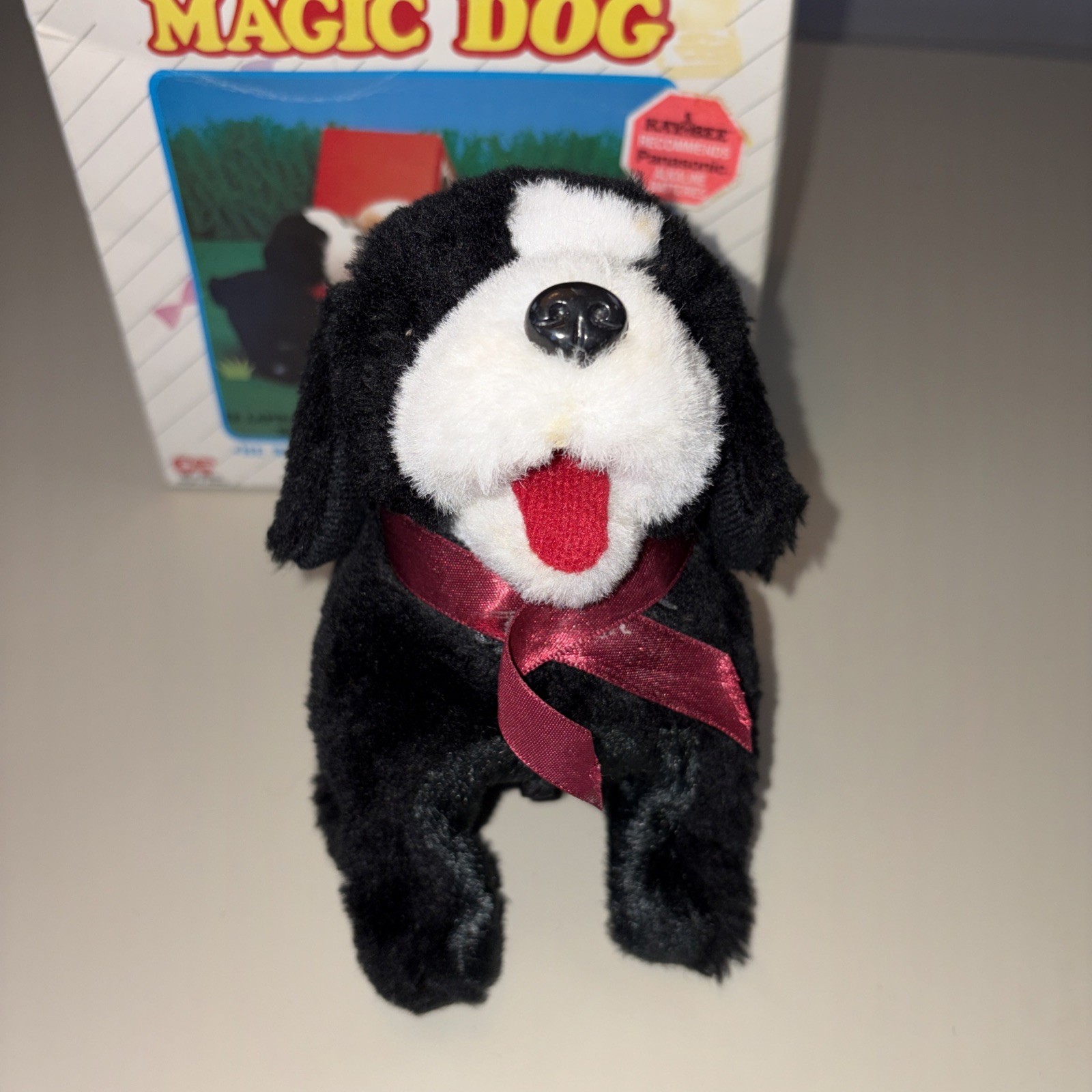 Vintage 1990s Flipping Toy Dog Back Flips Barks Walks Animatronic Not Work w/box