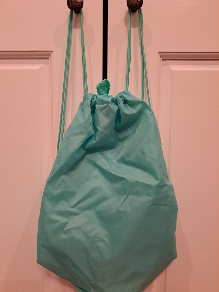 Girls Teal Bear Drawstring Backback New