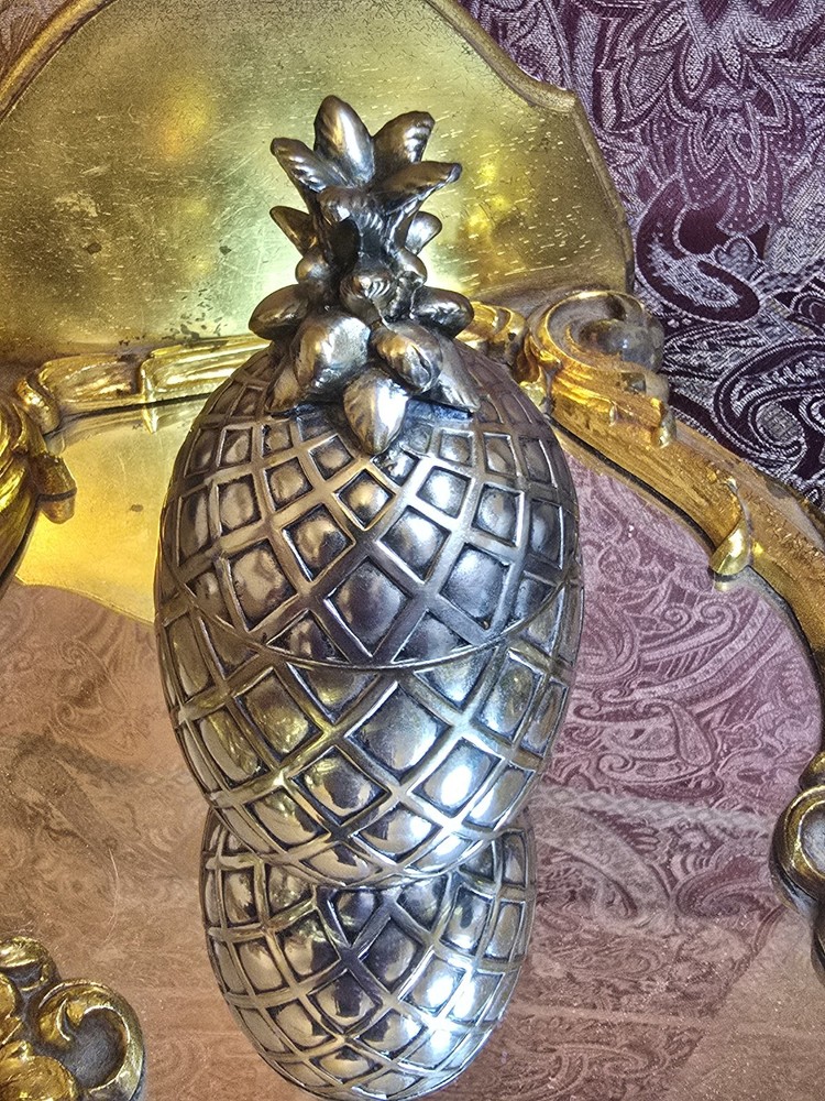 vintage silverplated pineapple trinket /cigarette box