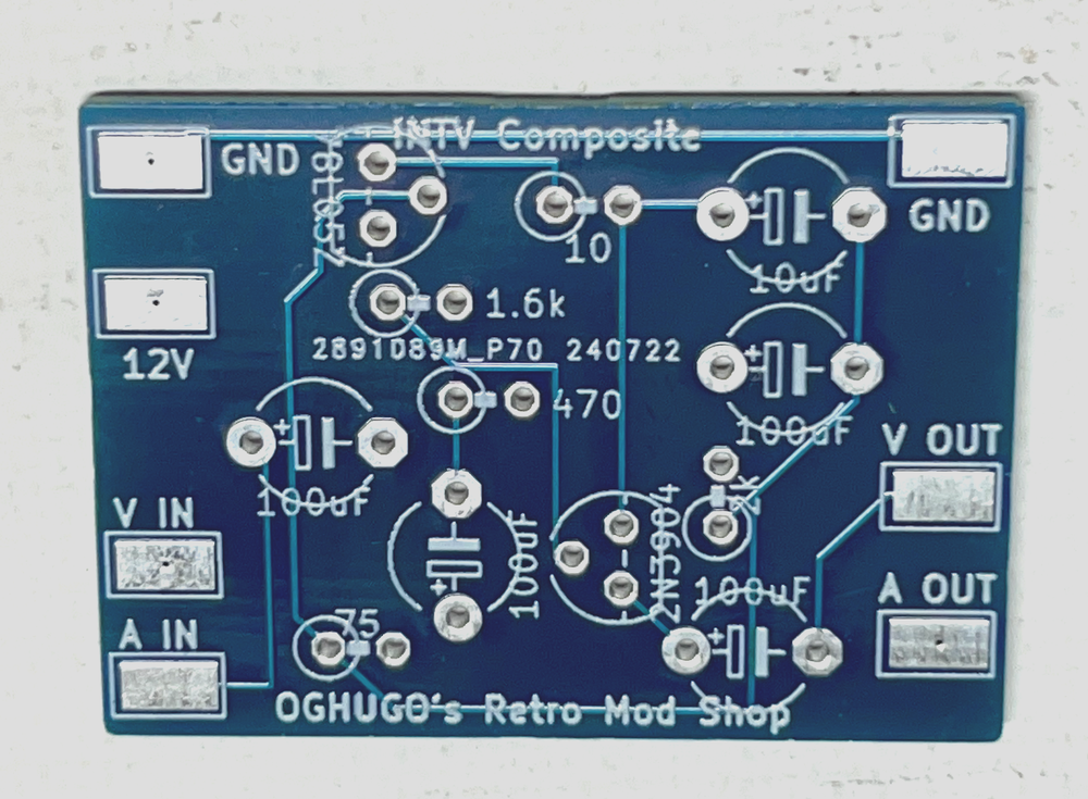 Intellivision II / 2 composite video mod board & back panel NO CUT / NO DRILL