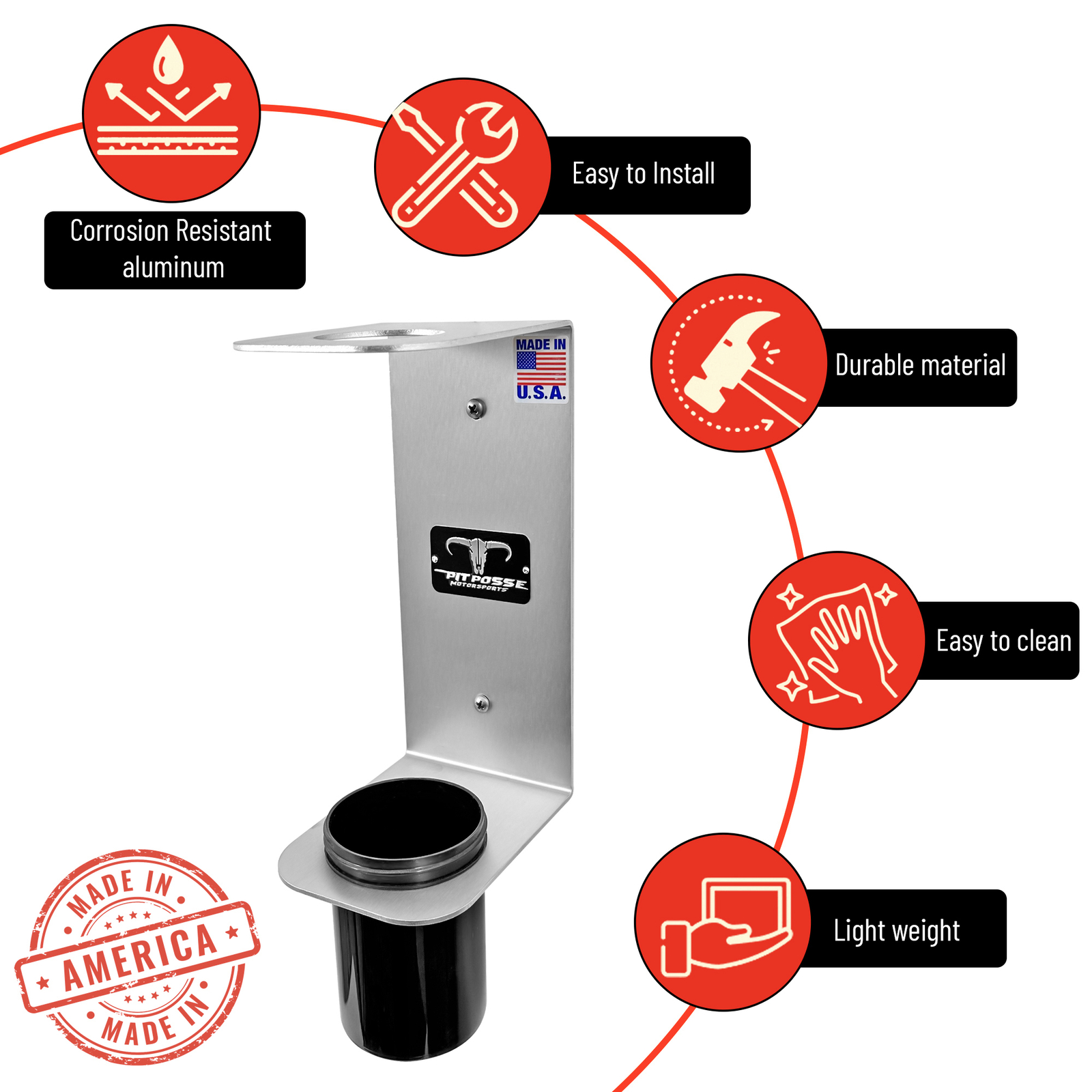 Pit Posse PP3364 Aluminum Oil Funnel Holder Wall Rack Enclosed Trailer or Garage