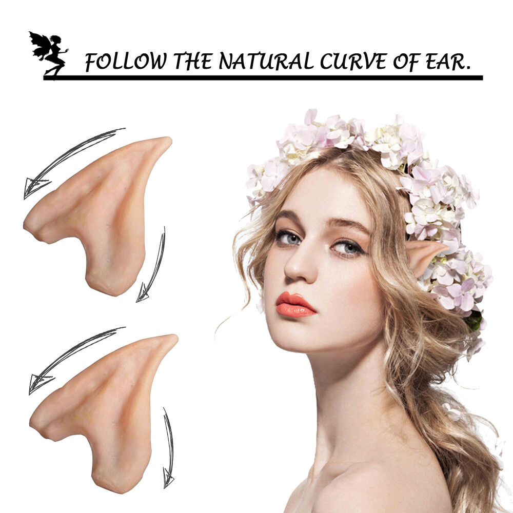 Halloween Cosplay Elf Ears Latex Hobbit Pixie Fairy Vulcan Alian Costume Props