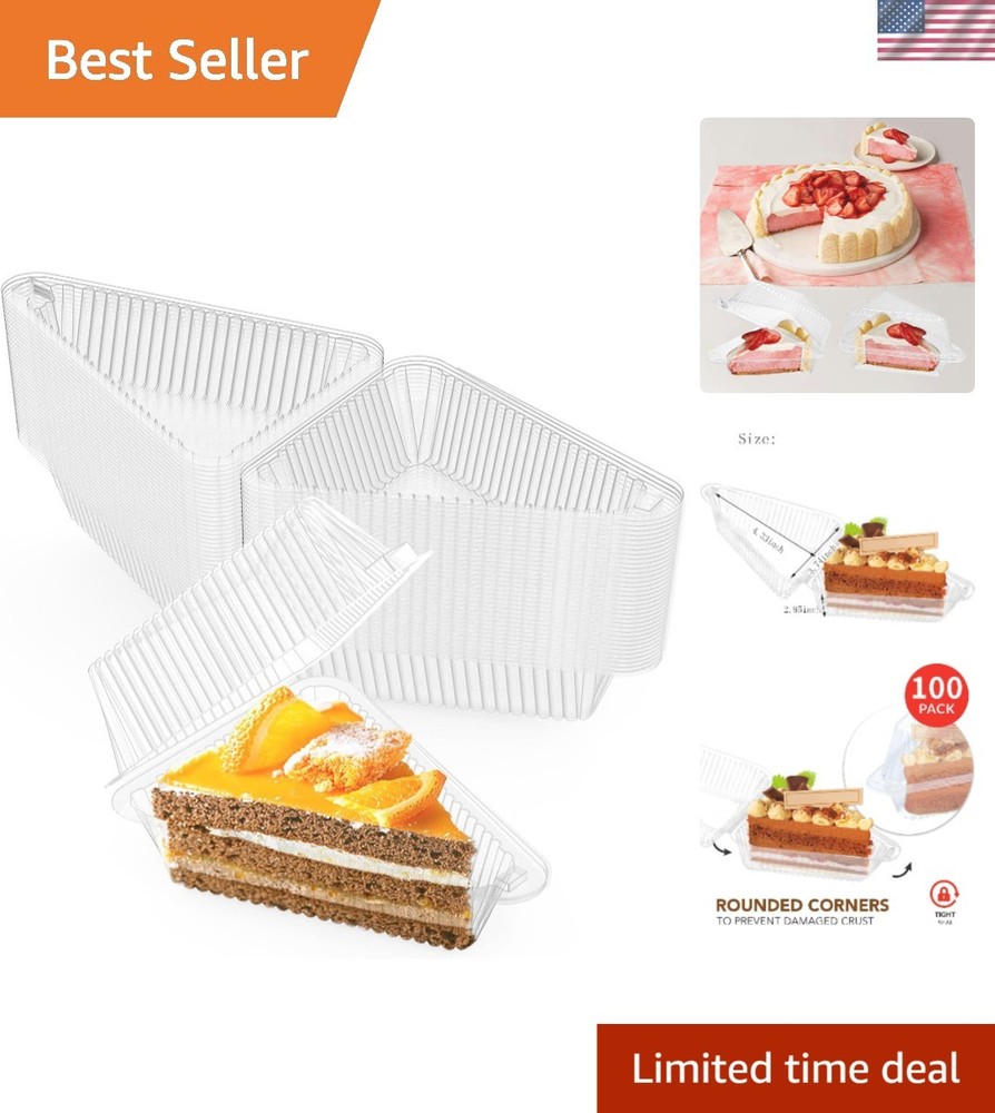 Triangular Cake Slice Containers - 200 Pack, Food Grade, Perfect for Bakeries