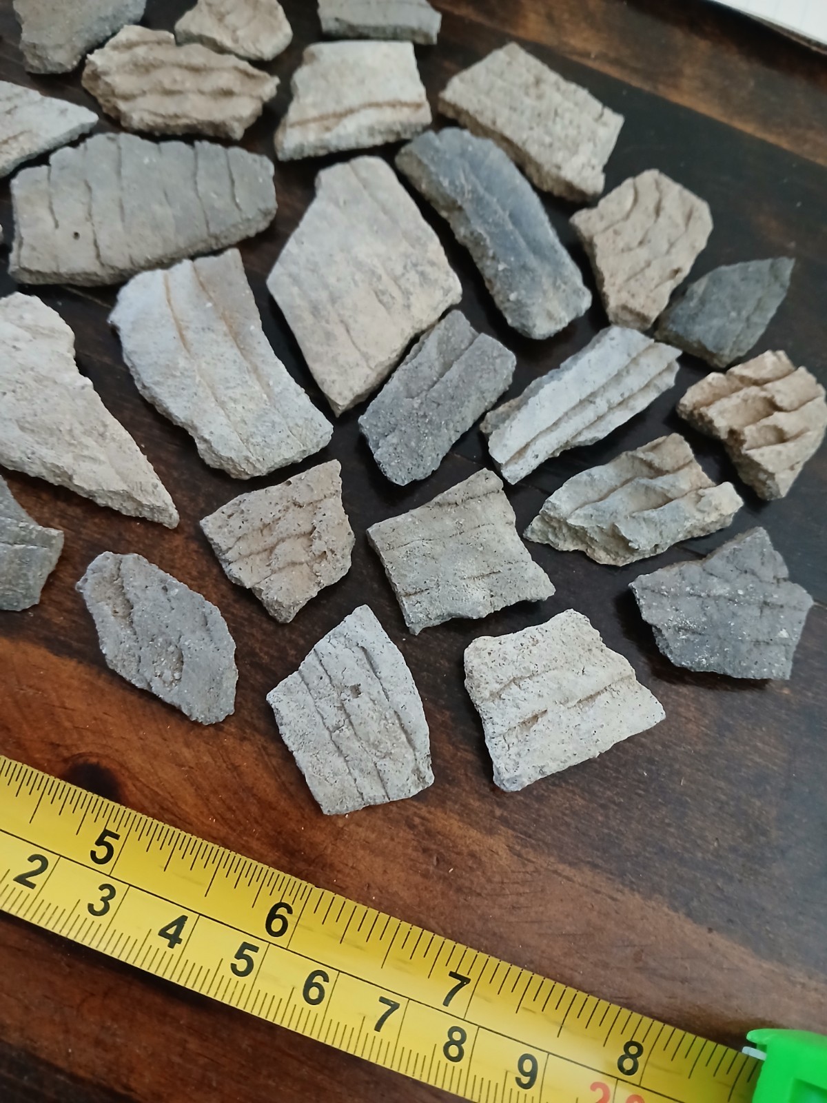 Lot of thirty authentic Anasazi pottery shards all corrugated New Mexico