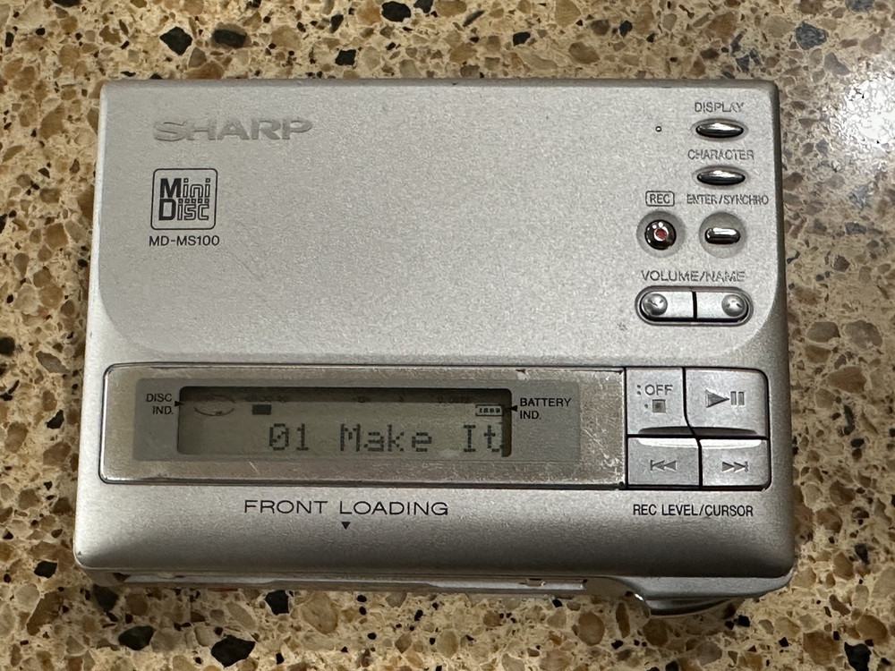 Sharp MD-MS100 Portable MiniDisc MD Recorder - Tested Working - US Seller