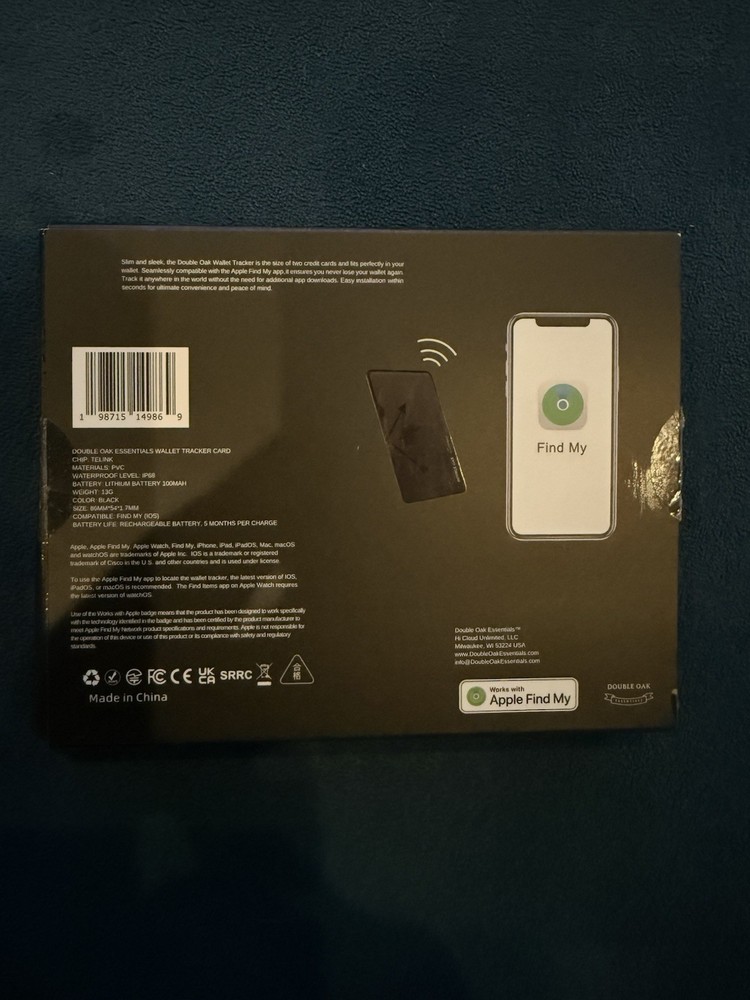 Double Oak Wallet Tracker Card