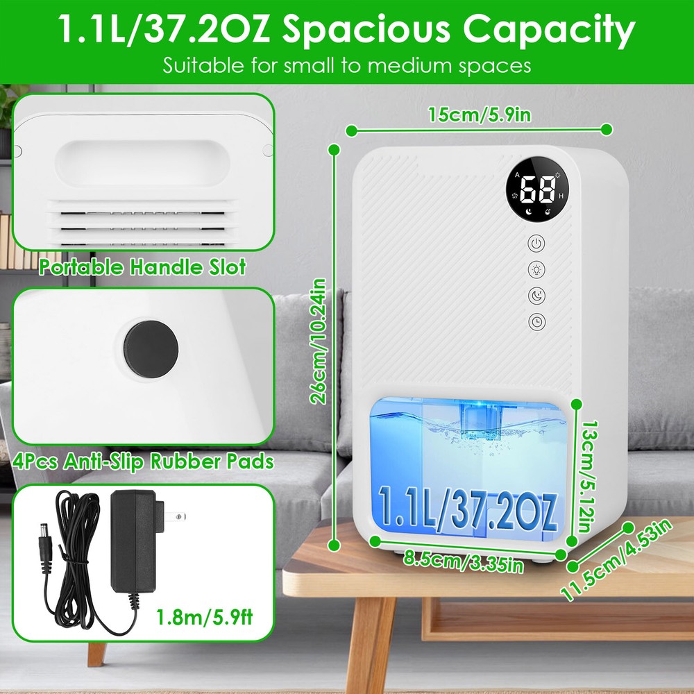 37.2OZ Dehumidifier Coverage Touch Control Home Dehumidifier Home Bedroom Tool