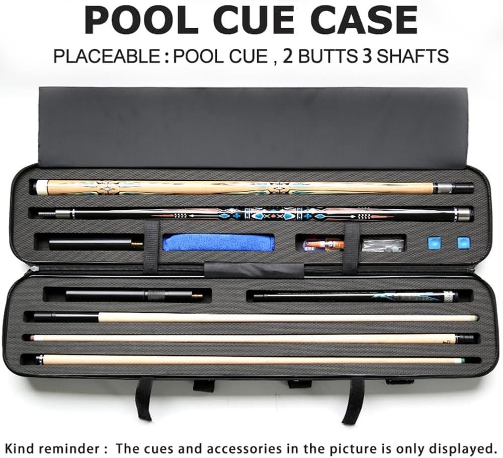 ABS Material Hard Pool Cue Case 2X3 for 1/2 Pool Cues,Durable Construction,Prote