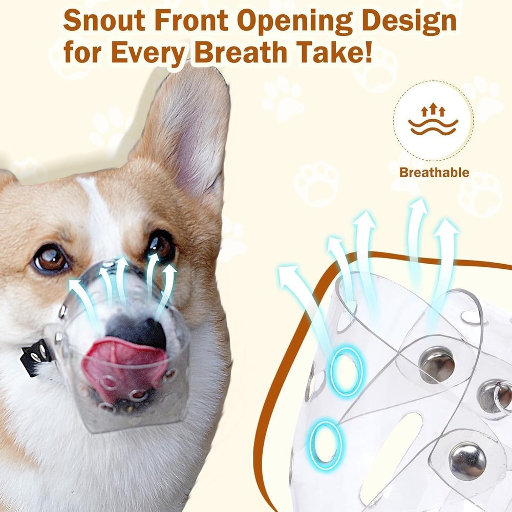 Dog Muzzle, Basket Muzzle for Small Medium Dogs Poodle Dachshund Corgi, Clear...