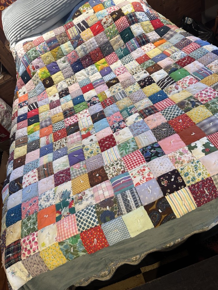 Vintage Puff Patchwork Hand Stitch Quilt