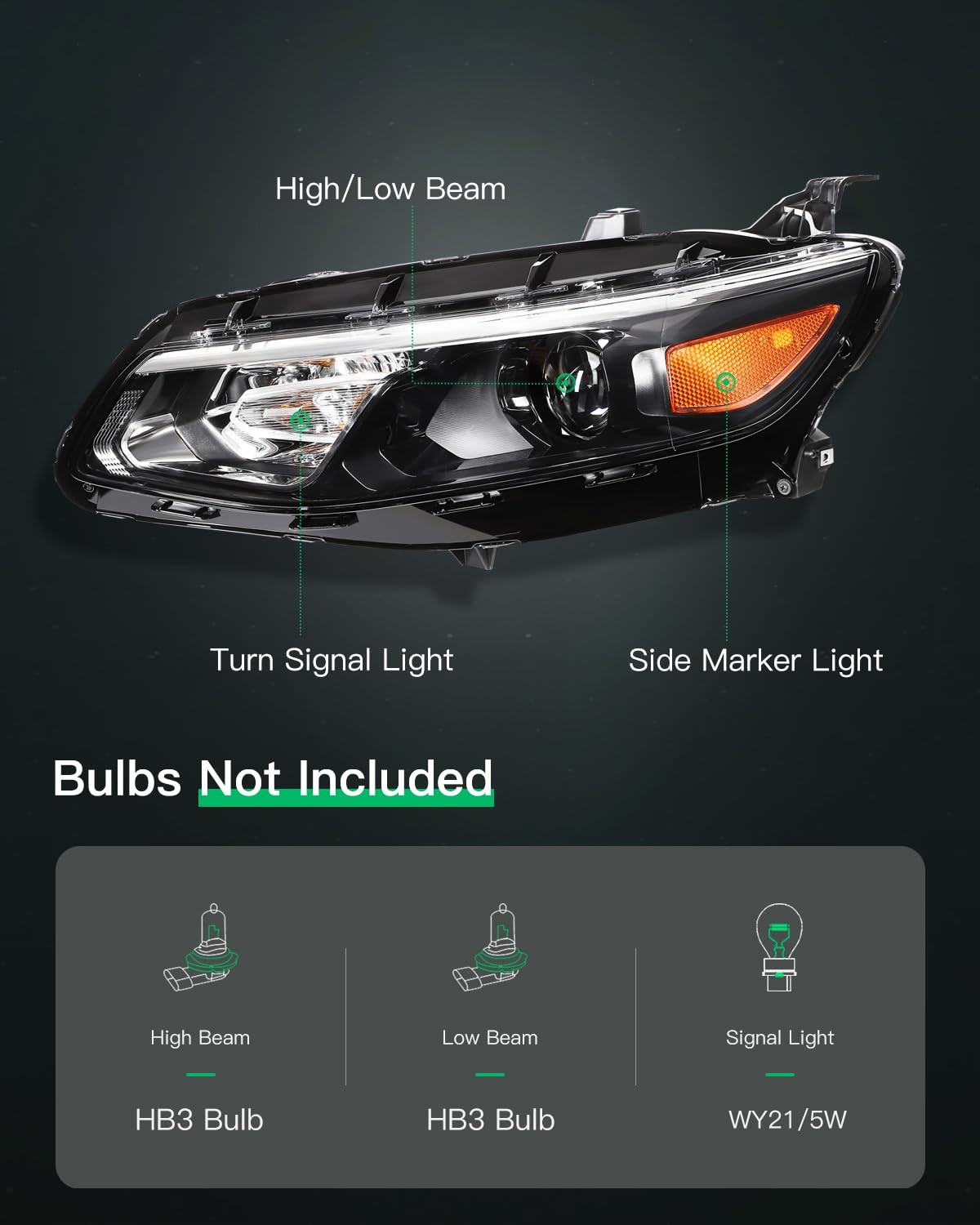 Headlight Assembly Replacement For Chevrolet For Malibu Chrome Housing Amber