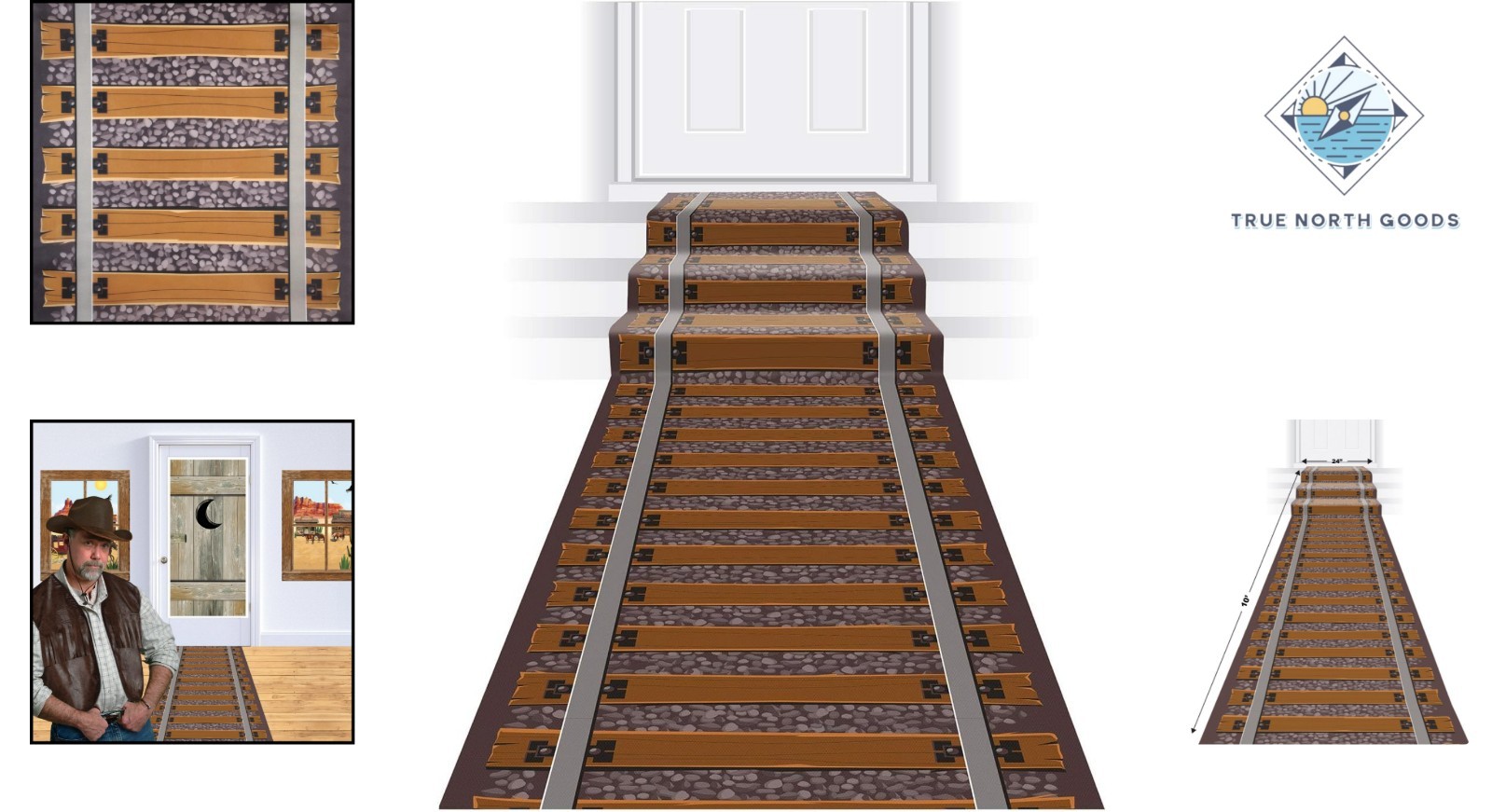 24" x 10" Railroad Track Aisle Runner - Ideal for Birthday and Christmas Parties