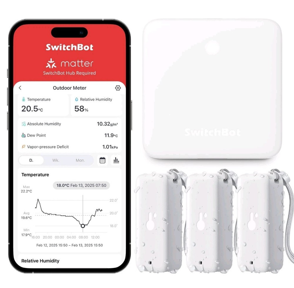 Bluetooth Hygrometer Thermometer 3 Pack with Hub, Humidity Temperature