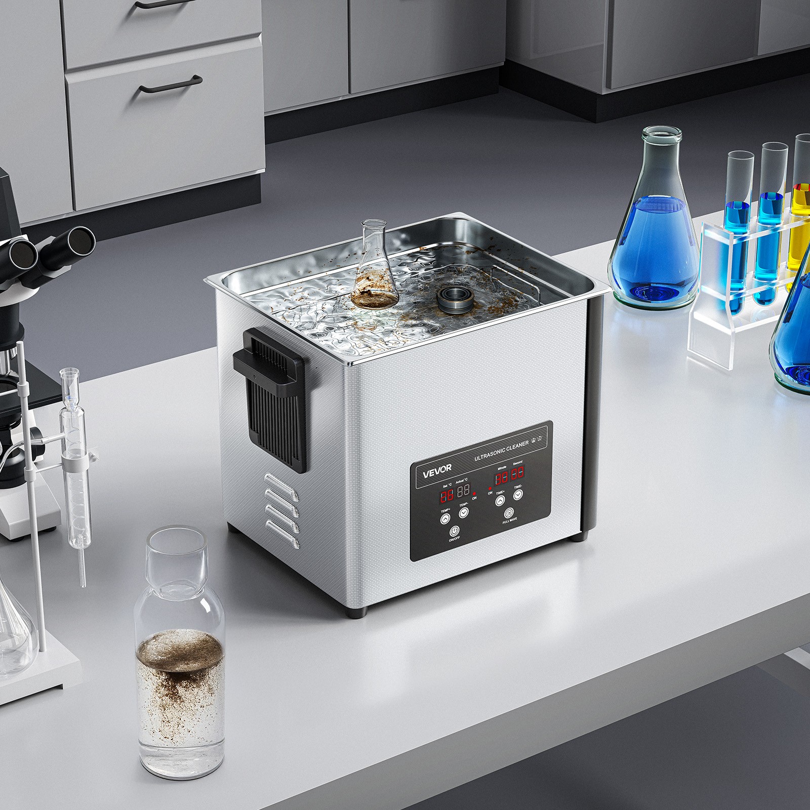 VEVOR 10L Ultrasonic Cleaner Machine with Cleaning Basket & Digital Display 180W