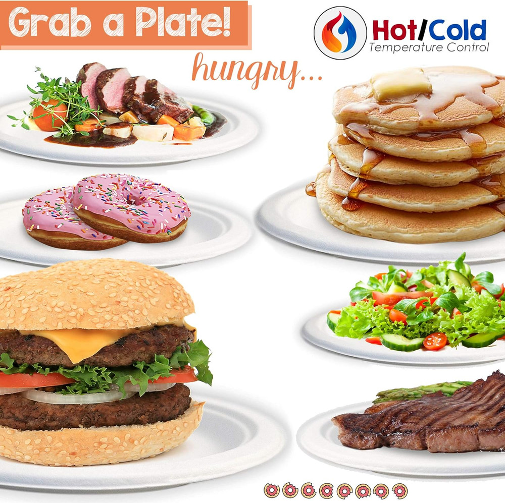 9" Compostable Paper Plates - 500 Pack, Eco-Friendly & Microwave Safe