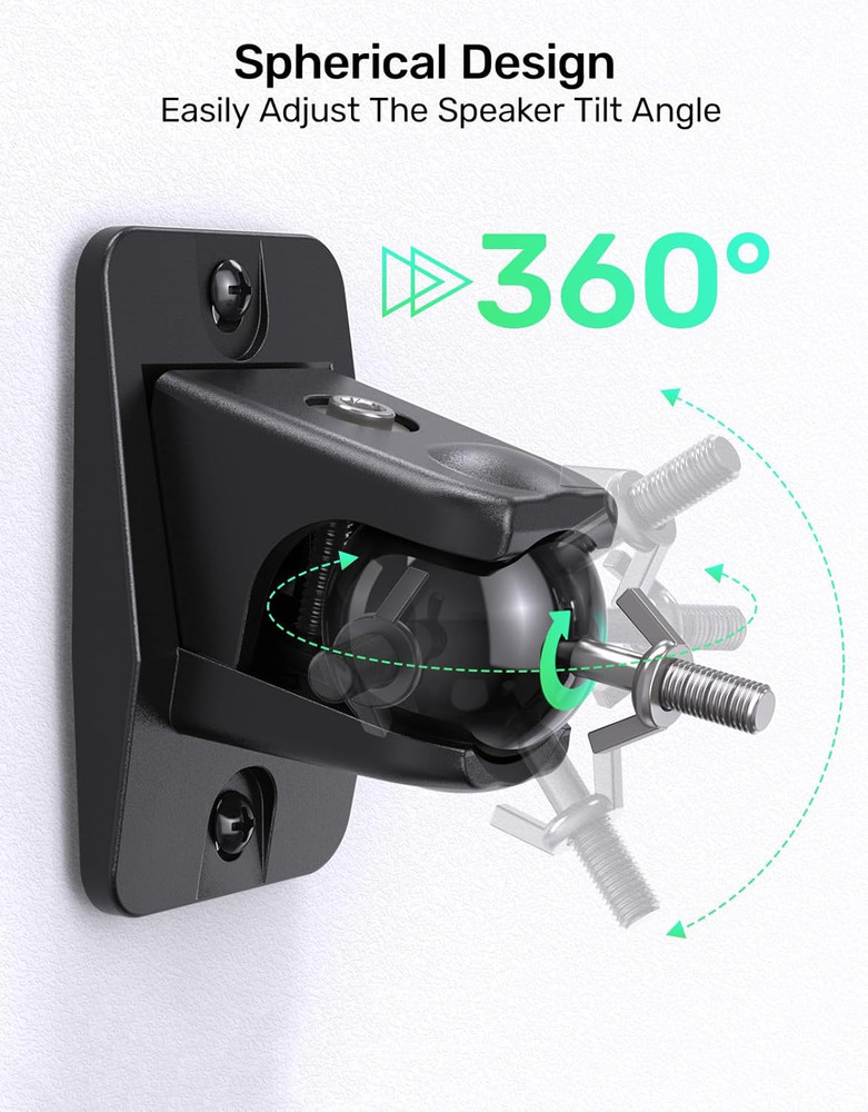 Surround Sound Rear Speaker Wall Mount, Ceiling Mount Bracket for Universal Sate