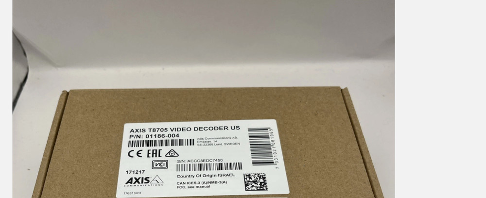 Axis T8705 Video Decoder US P/N: 01186-004 Axis Communications