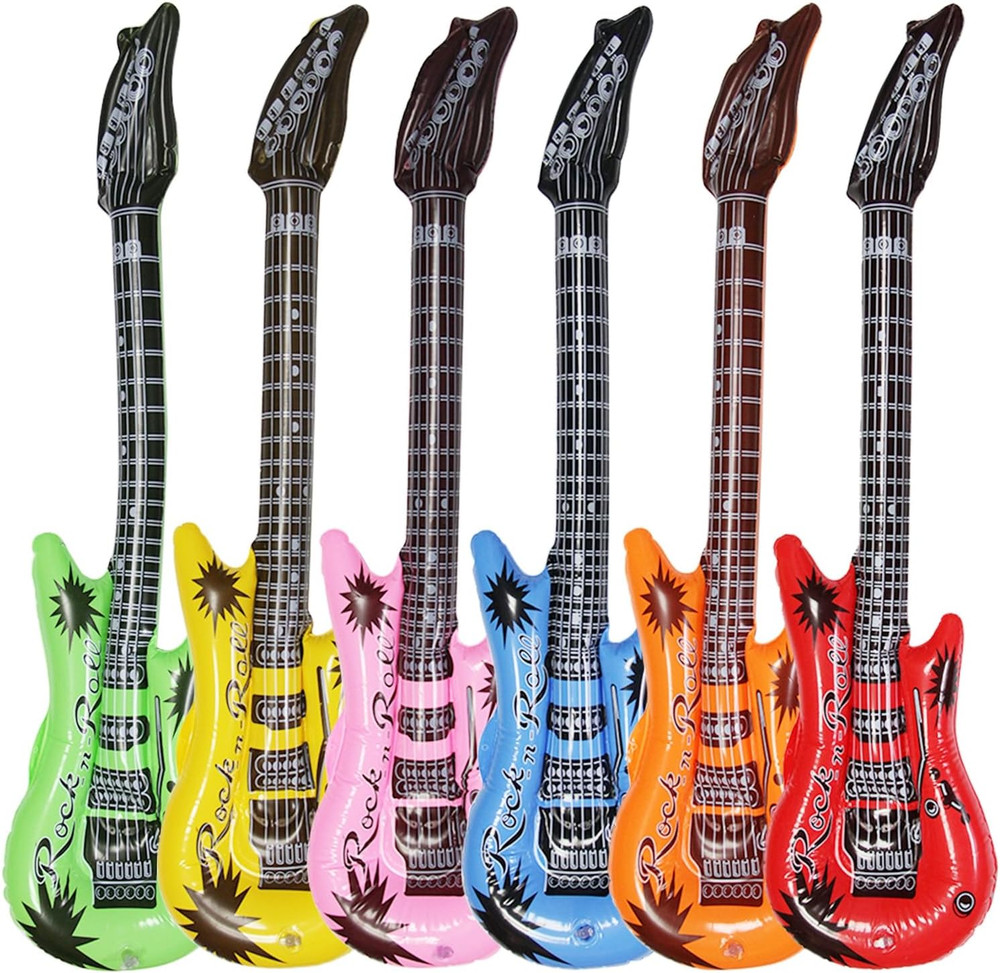 Inflatable Guitar, Waterproof Assorted Colors Party Decoration (6Pack)