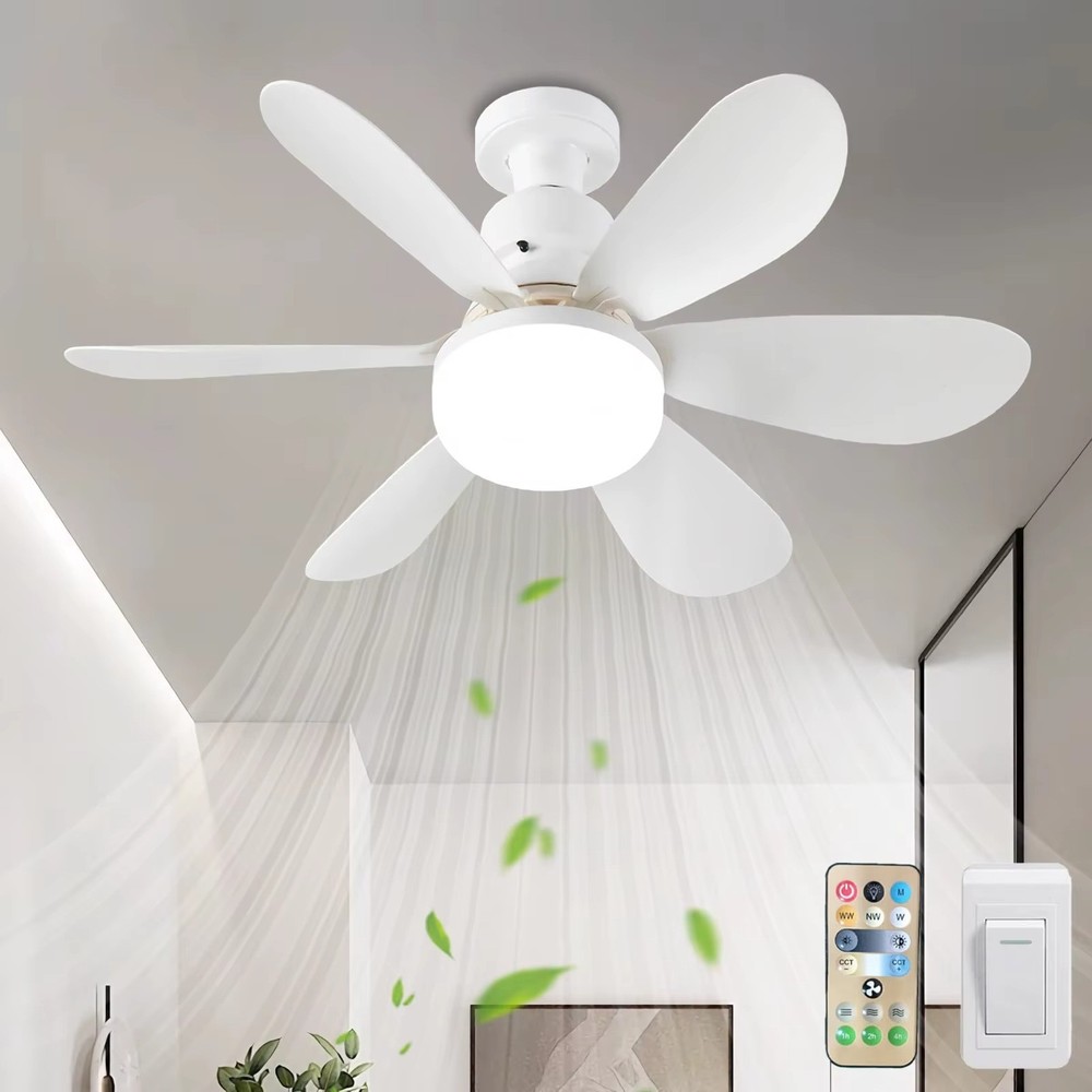 Large Ceiling Fan E27 Fan Light  with Dimmable LED Light Remote Controller USA