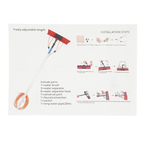 Solar Panel Cleaning Brush with Telescopic Pole for Outdoor Use