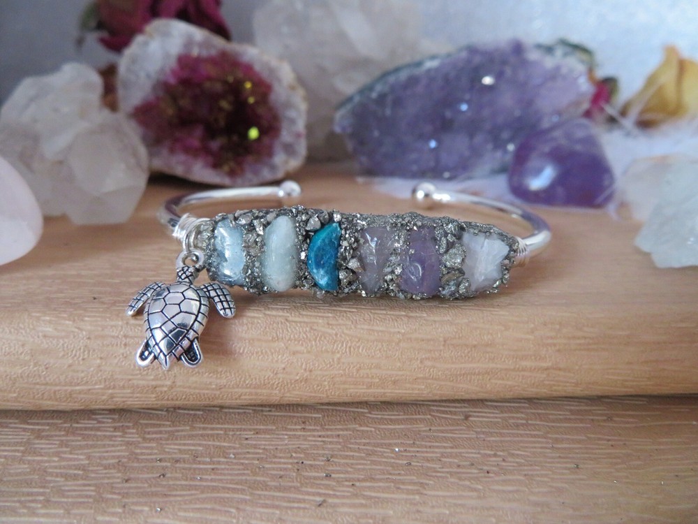fertility bracelet, Raw Gemstone Cuff Bangle