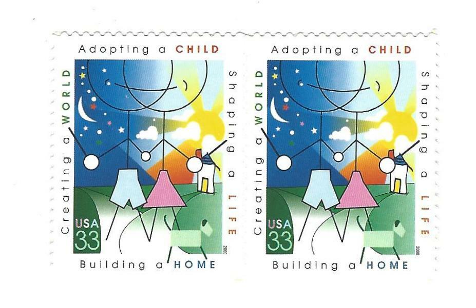 STAMP US SCOTT 3398 "Adoption Awareness" 33 CENT 2000 MNH PAIR