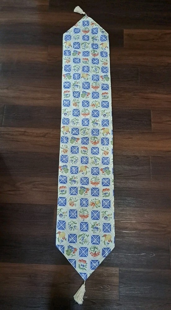 Fruit Pattern Reversible Table Runner With Tassels