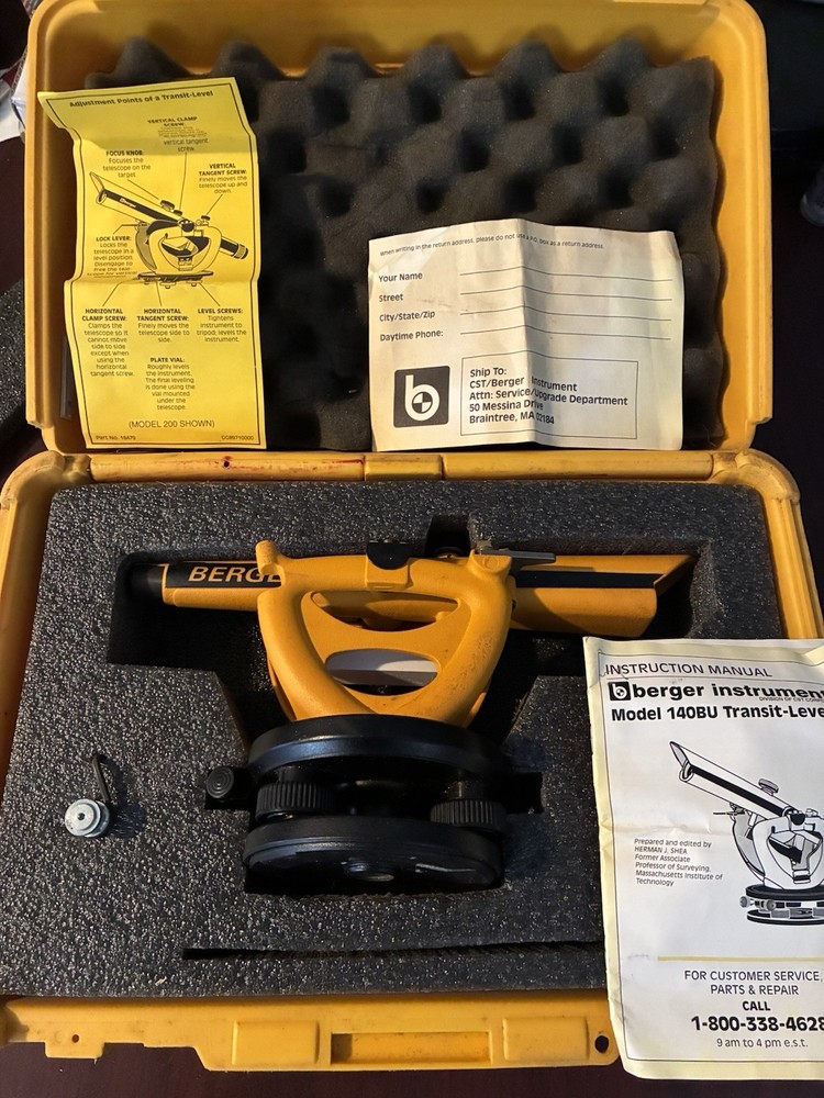 Berger instruments Model 140BU Transit Level W/ Manual Missing 1 Latch On Case