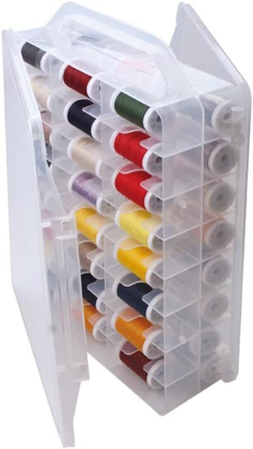 46 Grids Sewing Organizer, Double Sided Thread Box Storage, Portable Clear Pl...