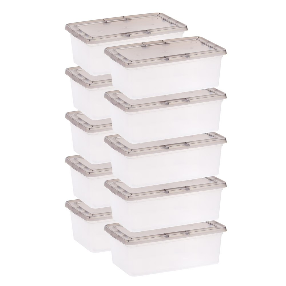 IRIS 6 Qt Plastic Storage Bins with Lids 10 Pack Stackable Tote Container Set
