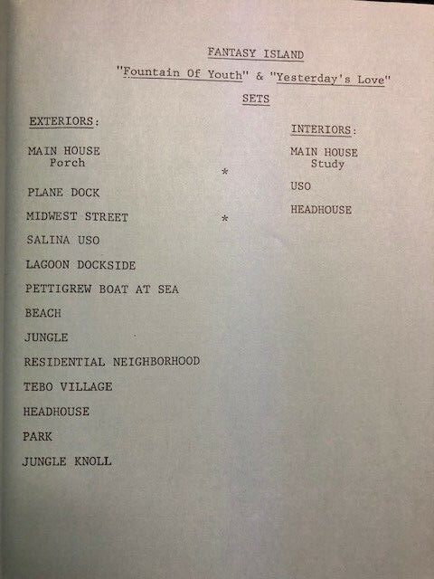FANTASY ISLAND TV SCRIPT - 1979- Vintage Original
