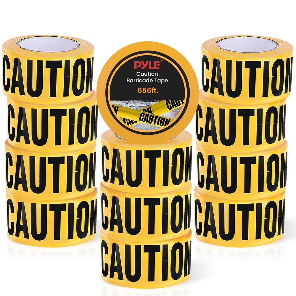 Pyle 12 Pieces Yellow Caution Tape Set