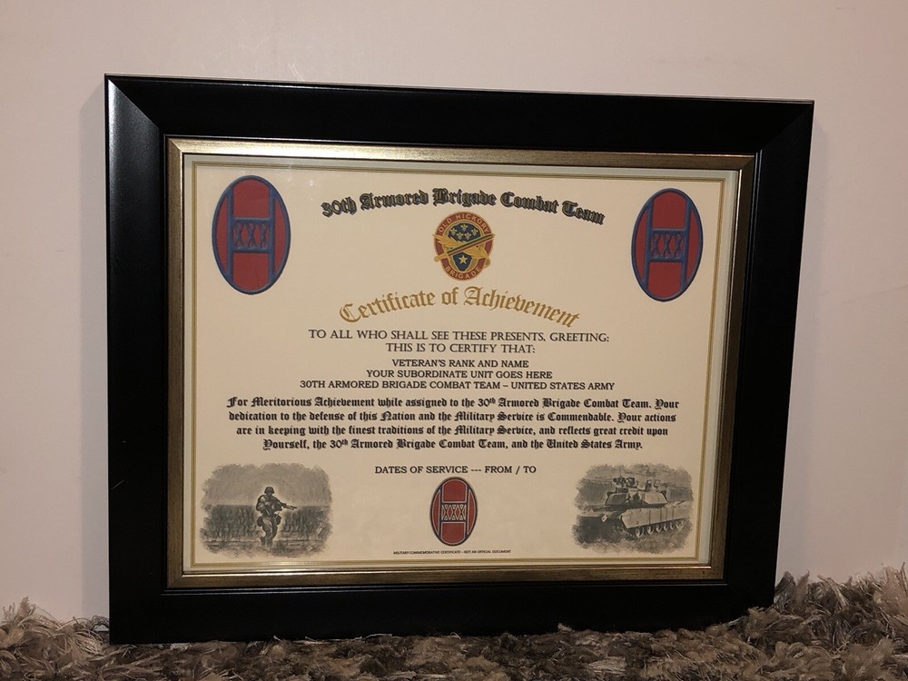 30TH ARMORED BRIGADE COMBAT TEAM - COA / (COMMEMORATIVE CERTIFICATE)