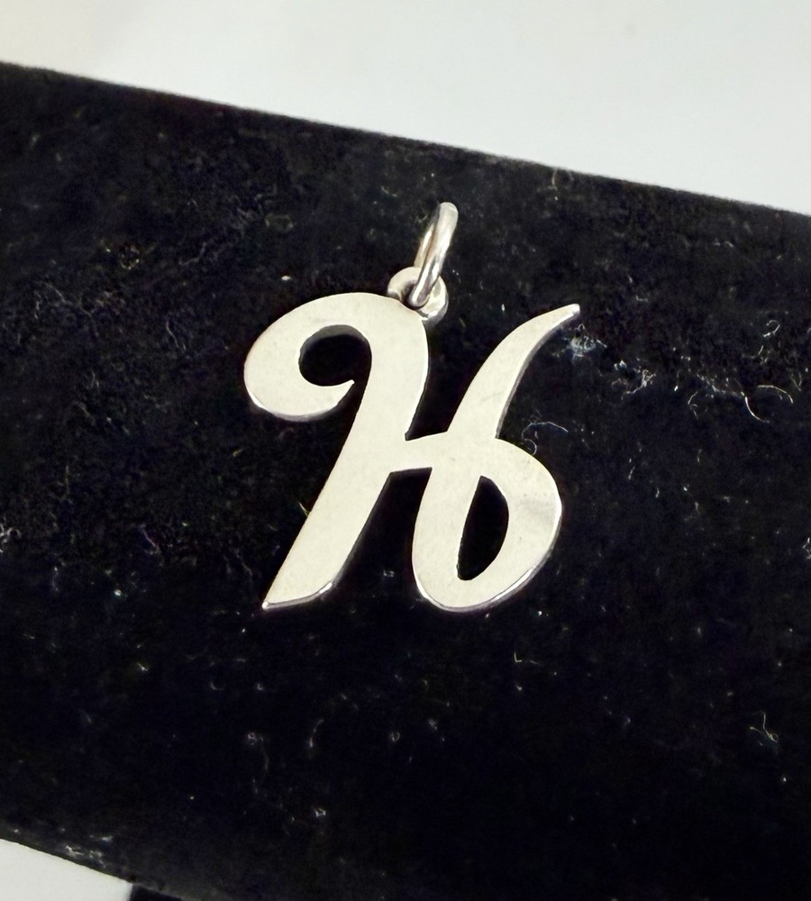 JAMES AVERY Sterling Silver Cursive Script Initial Letter H Charm Pendant LARGE
