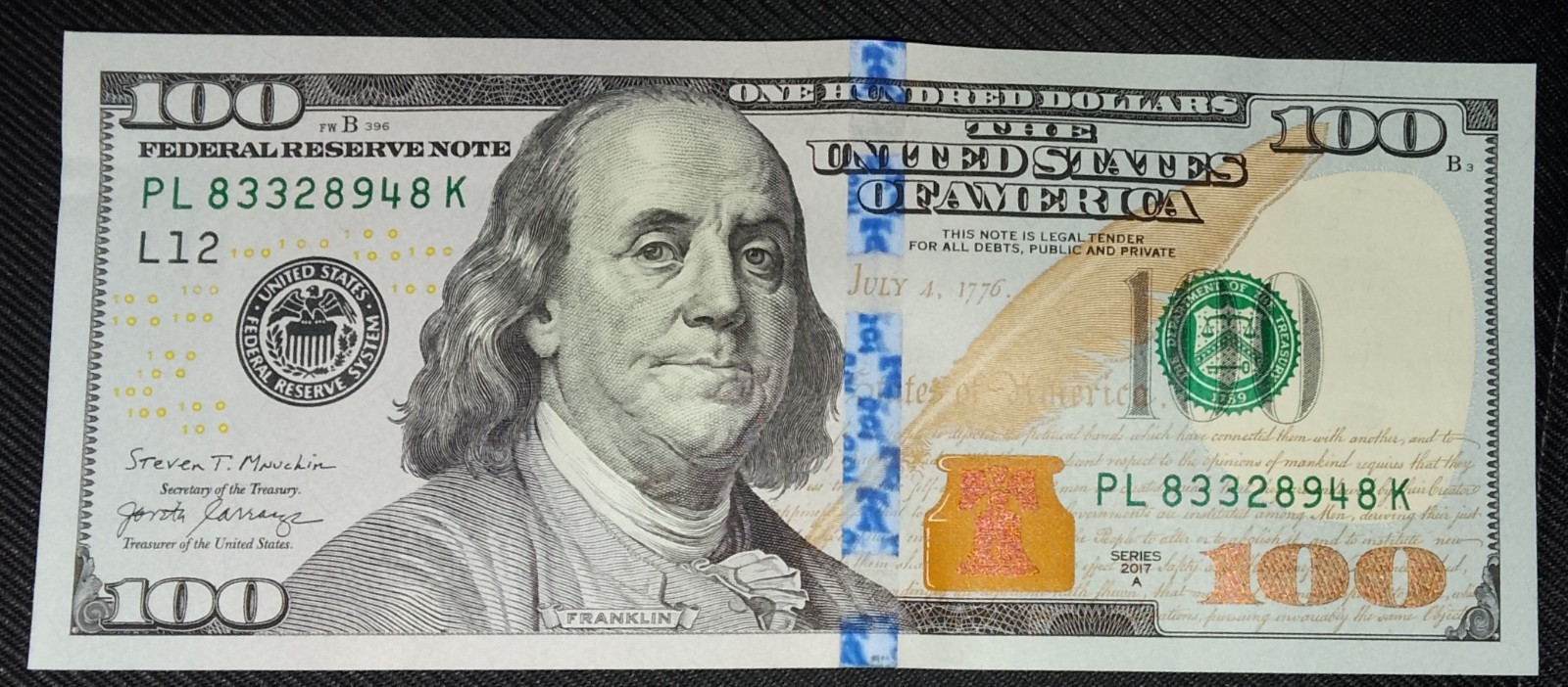 2017 Uncirculated One Hundred Dollar Bills