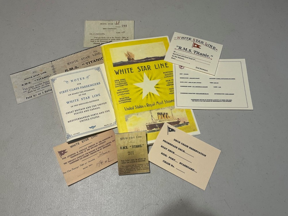 RMS TITANIC, reprint, First Class Passenger on board documents, Nice!