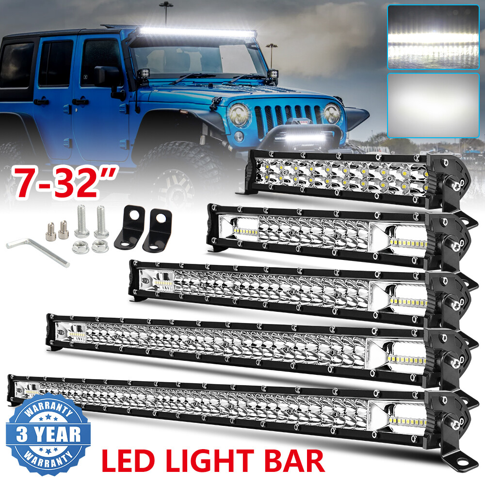 7"14”20"26"32" Inch Dual Row LED Light Bar Flood Spot Combo 4WD Truck SUV ATV 24