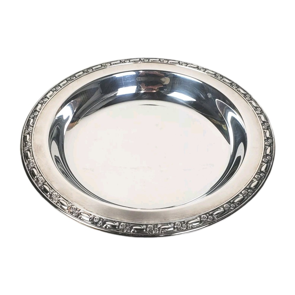 Footed Oneida Silversmiths Engraved Silver-plated Serving Candy Dish Bowl