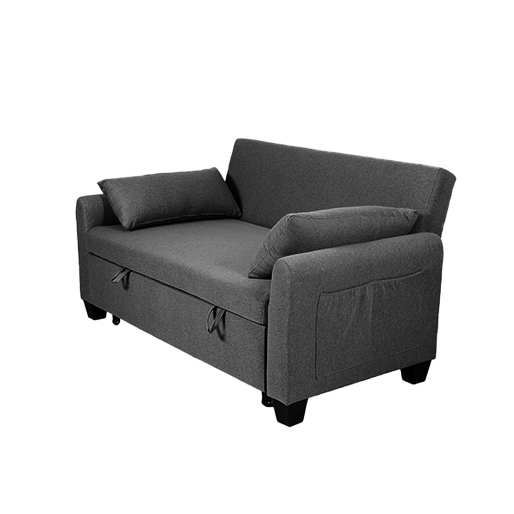 60.24'' Convertible Sleeper Sofa Bed Burlap Loveseat Sofa Couch w/ Pull Out Bed