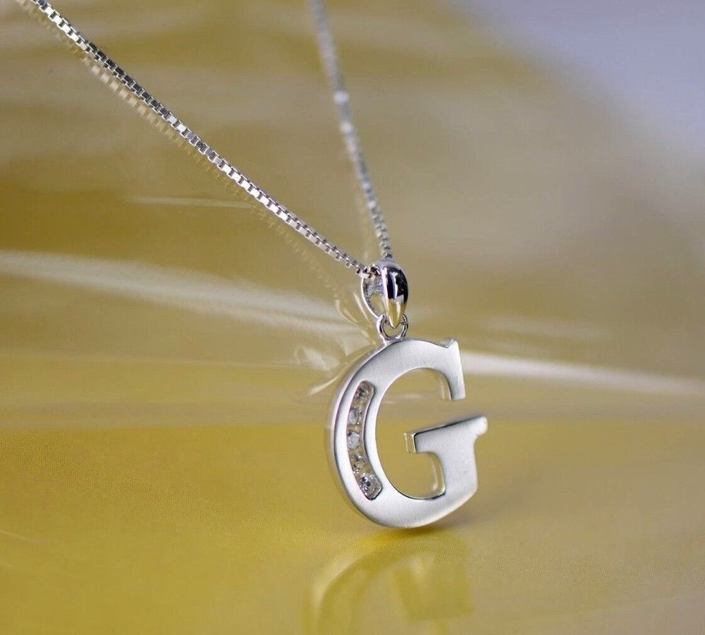 925 Sterling Silver Initial Letter CZ Pendant