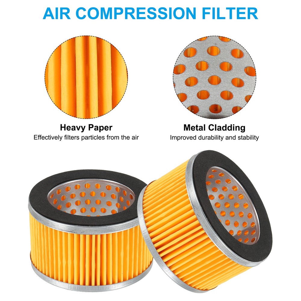 4Pcs 3.2x2 Inch Air Compressor Intake Paper Filter Elements Replacement Yellow
