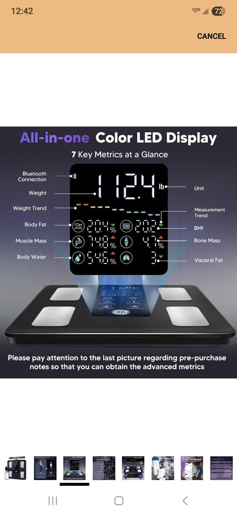 GE 8-Electrode Bluetooth Digital Scale Body Composition Analyzer Black